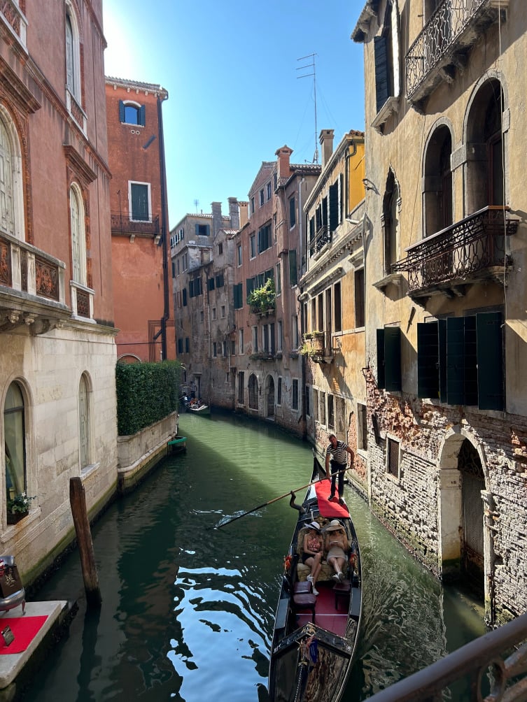 Venice canals with a gondola