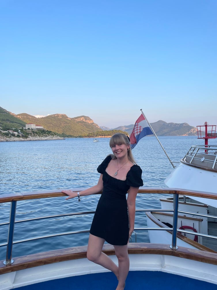 Traveller on boat in Croatia
