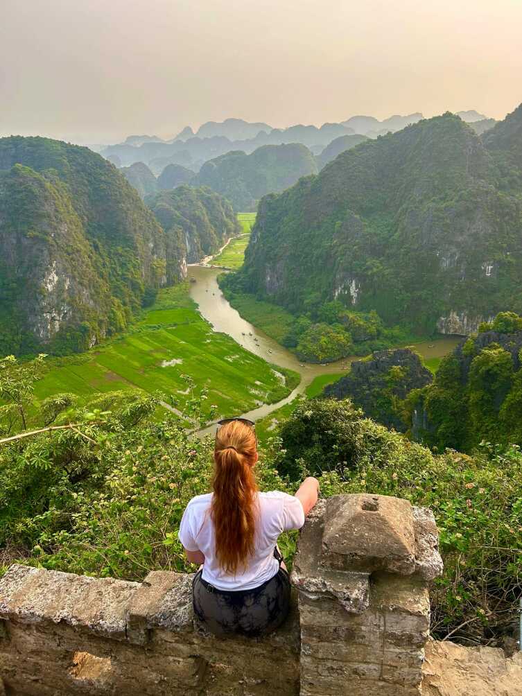 Traveller sitting and overlooking views in Ninh Binh