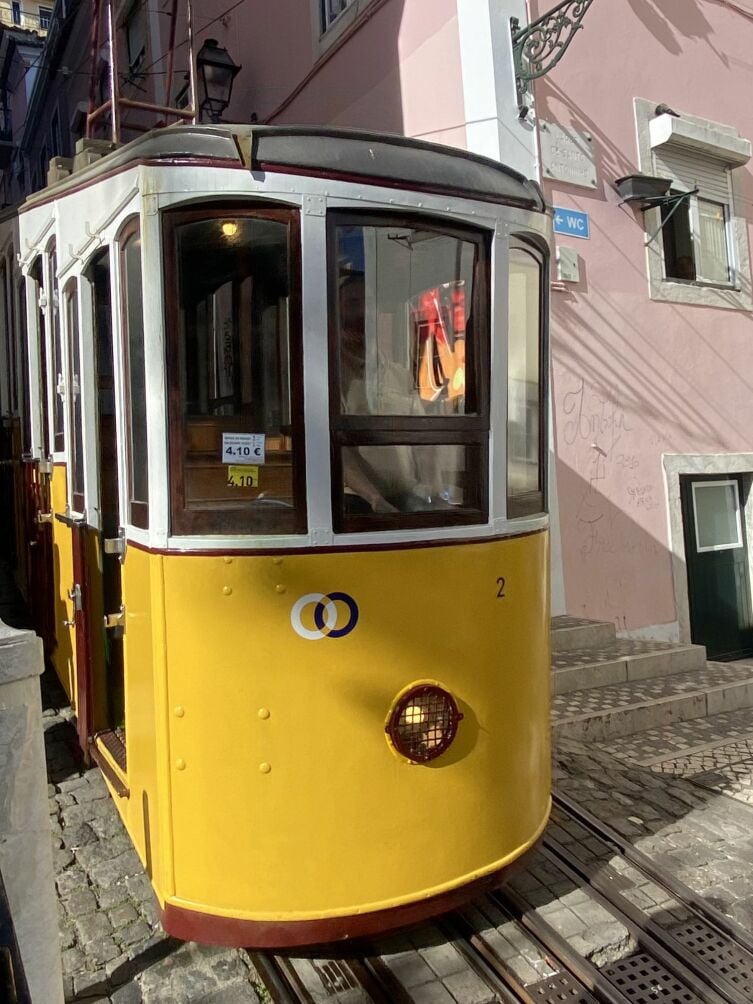 Iconic yellow tram in Lisbon