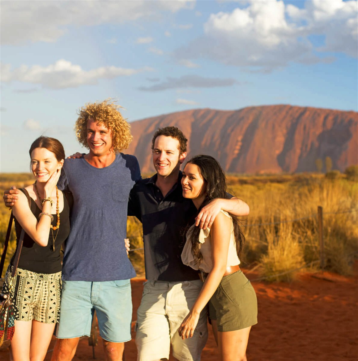 Group standing in front of Uluru