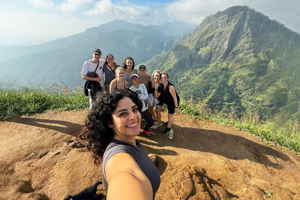 Group of travellers at viewpoint in Sri Lanka