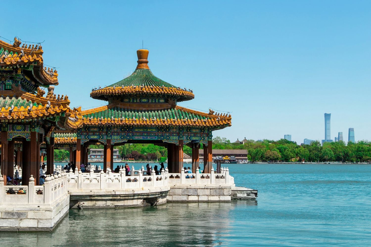 Travellers at beihai park in Beijing, China