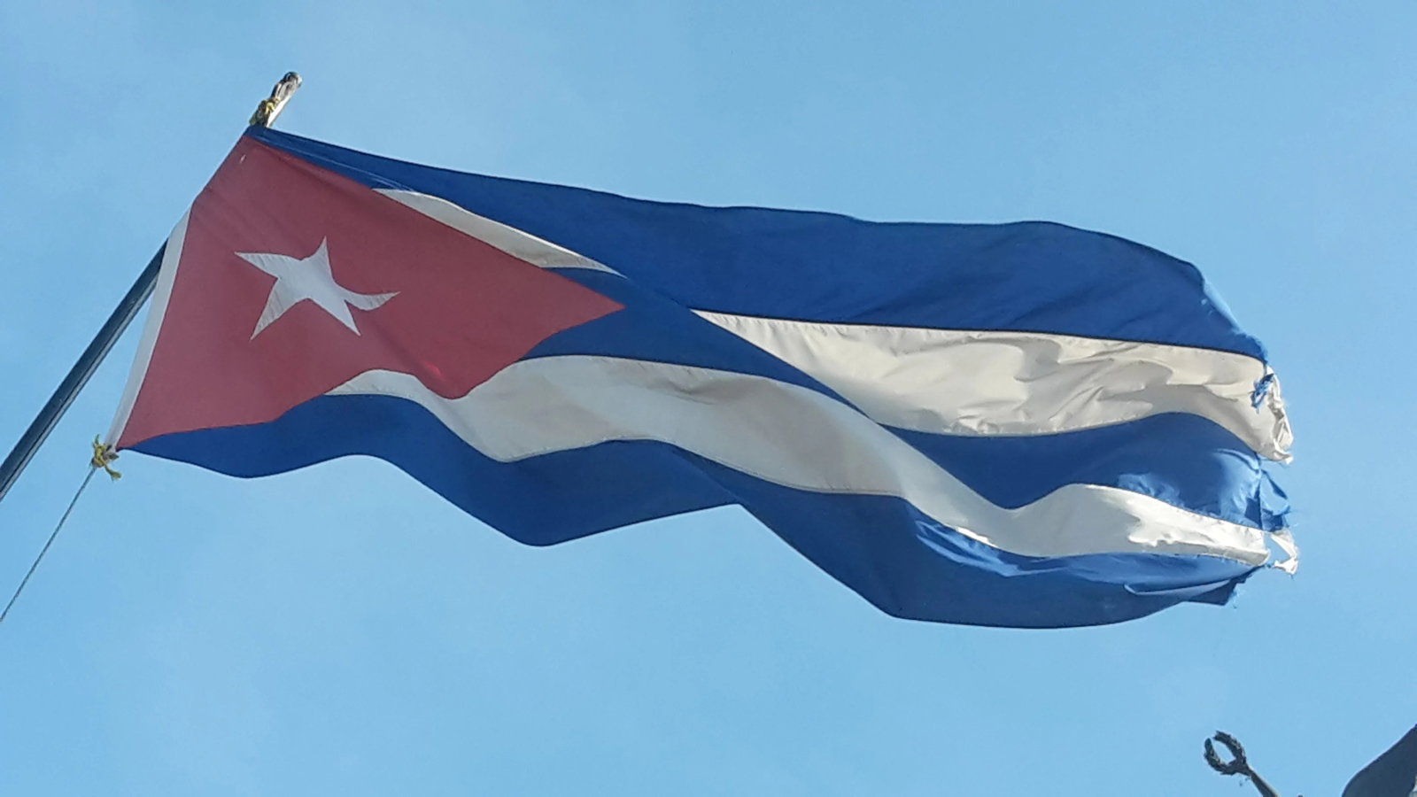 The Cuban flag waving in the wind