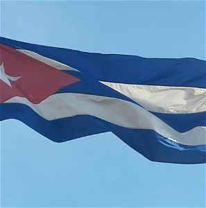 The Cuban flag waving in the wind