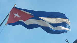 The Cuban flag waving in the wind