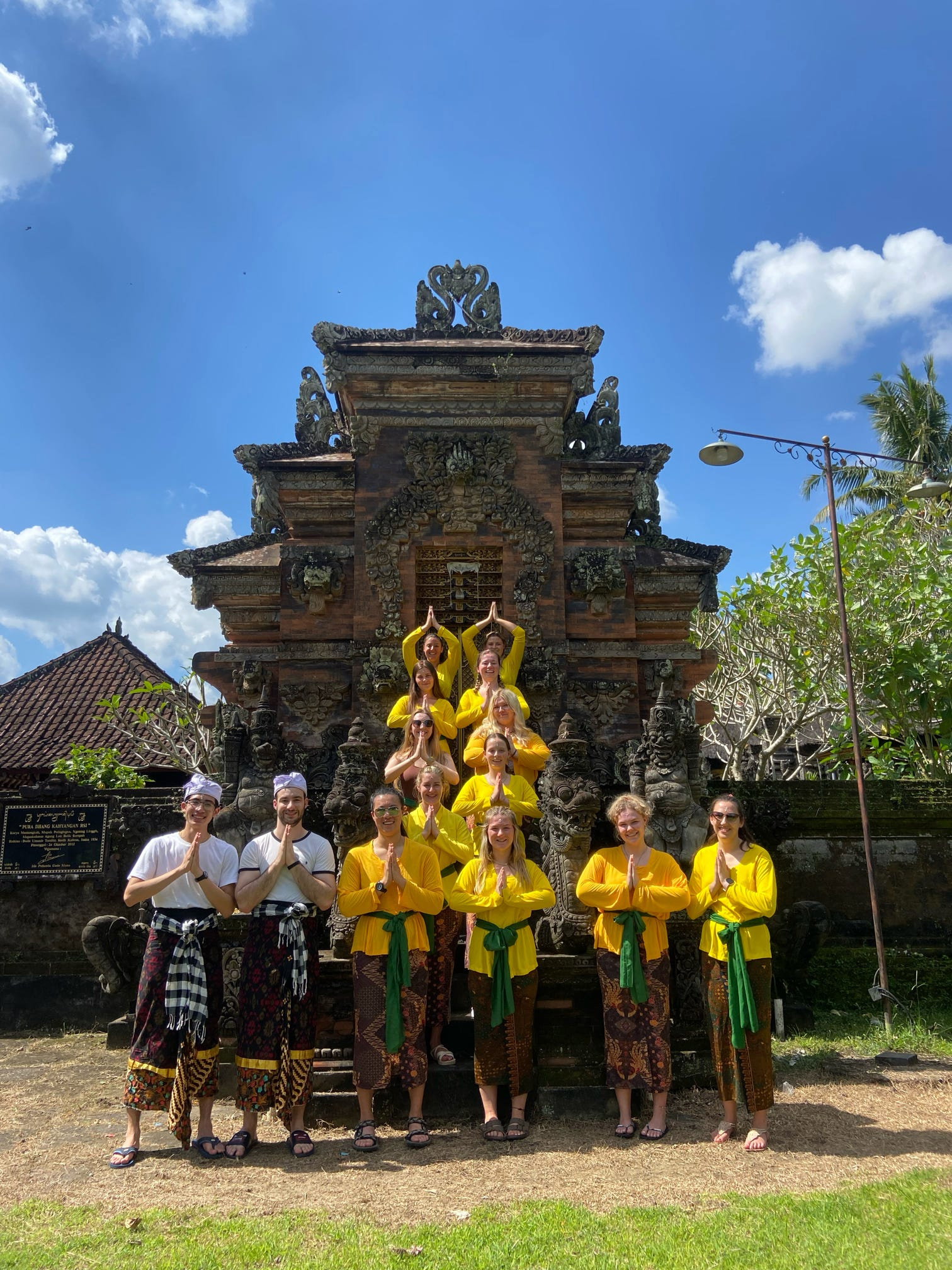 Group of travels at temple in Bali