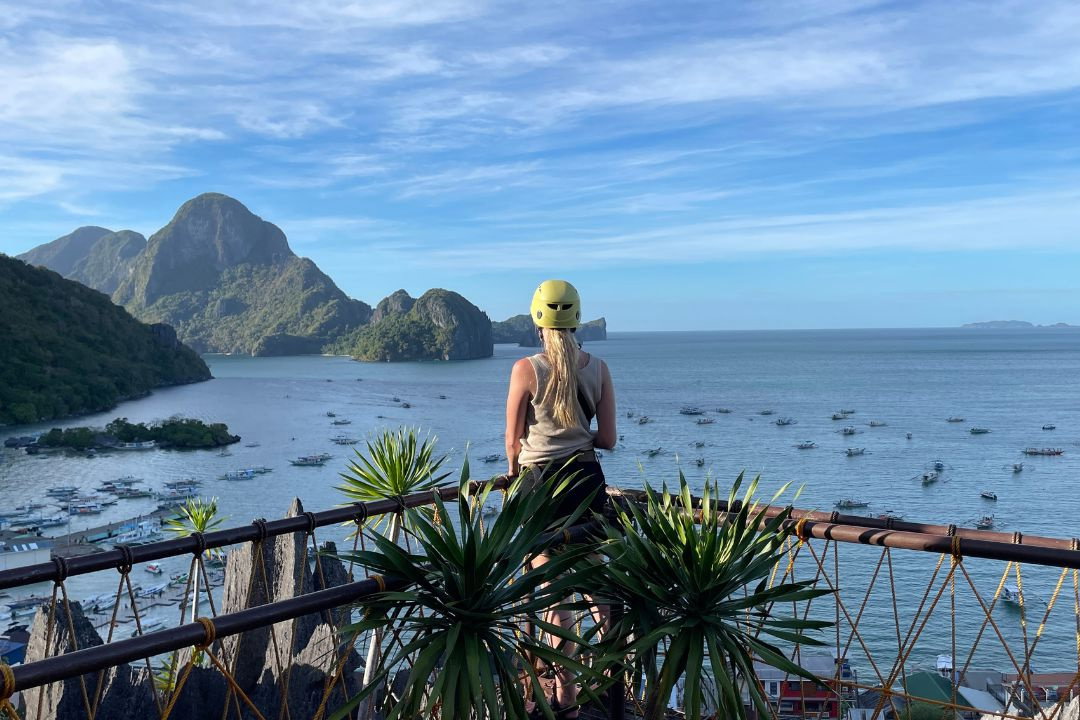 Traveller at view point in El Nido, Philippines