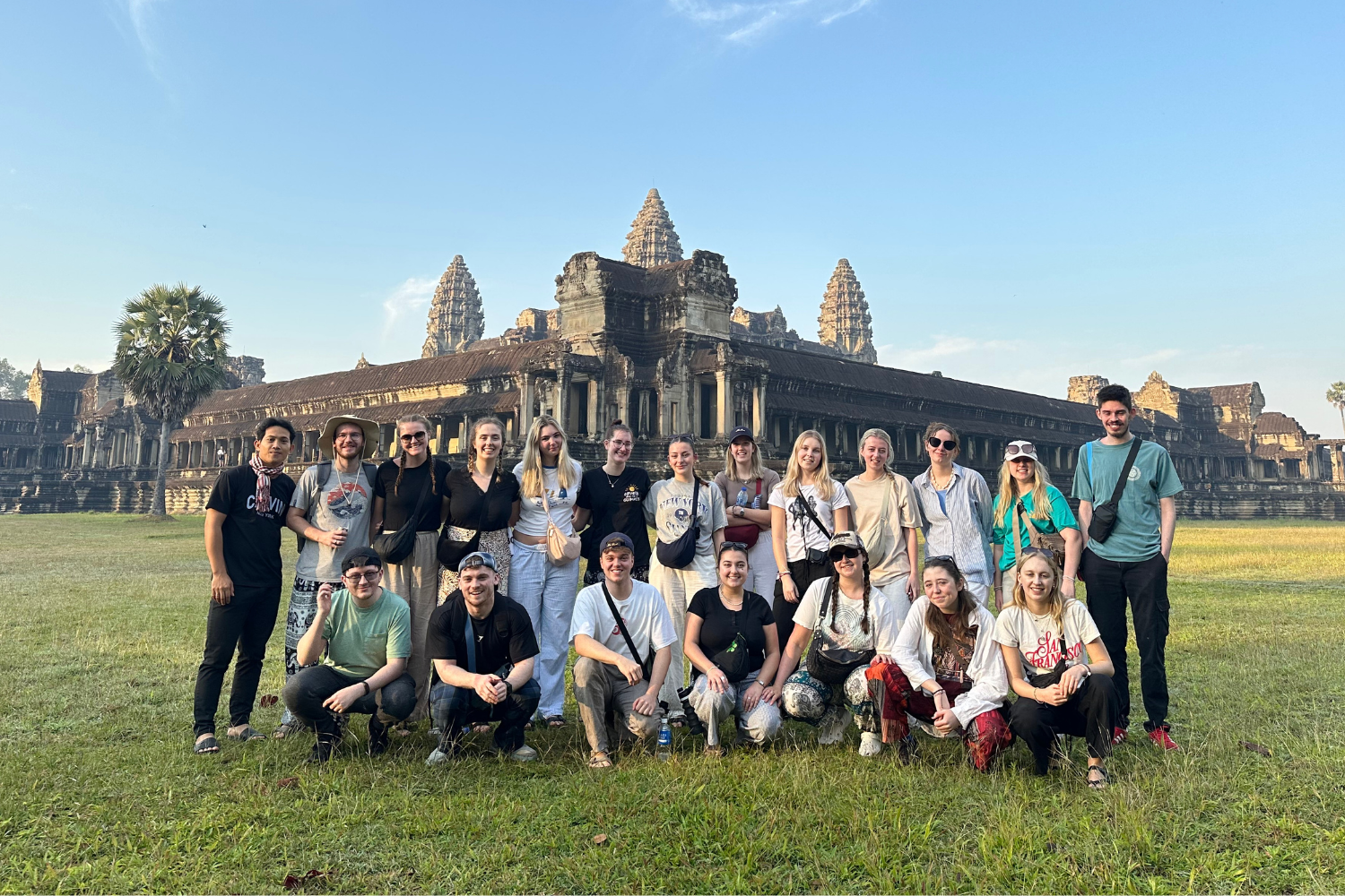 Group stood by Angkor Wat in Cambodia