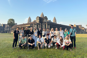 Group stood by Angkor Wat in Cambodia