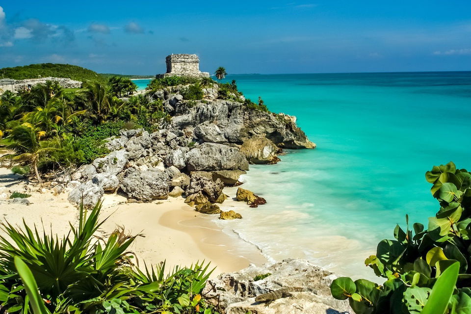 Ruins by a Mexican beach