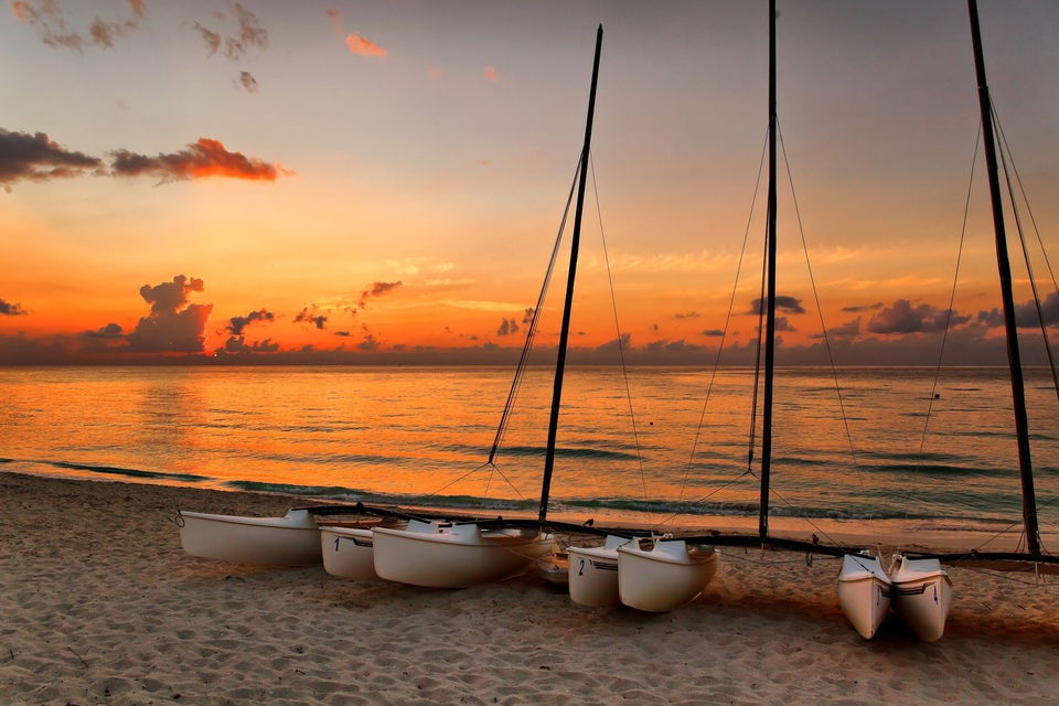 Sunset at the beach in Cuba