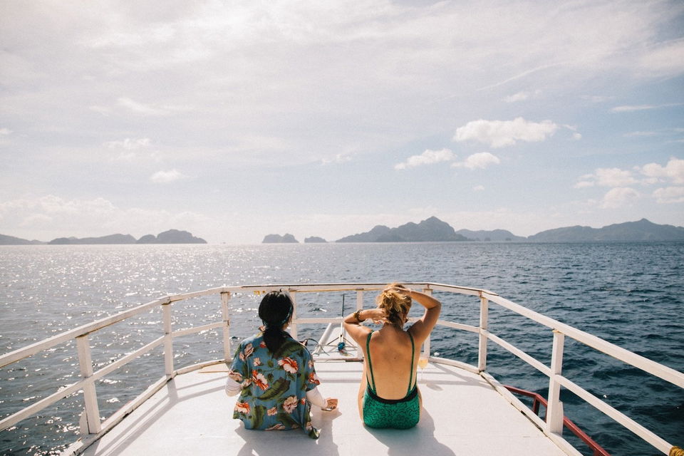 Sitting on the boat looking over the islands of the Philippines