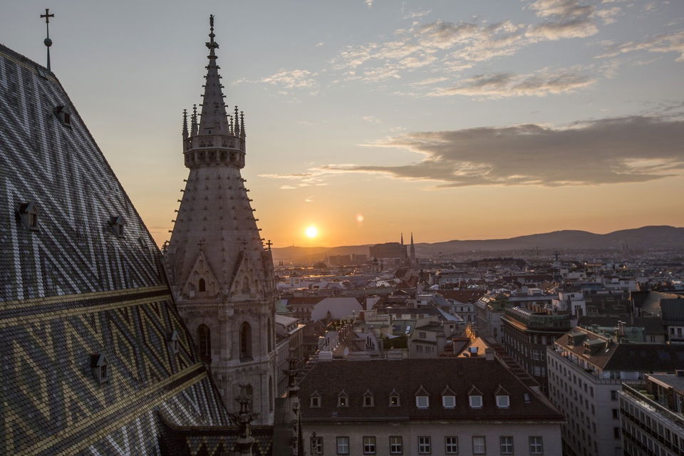 Watch the sunset over Vienna in Austria