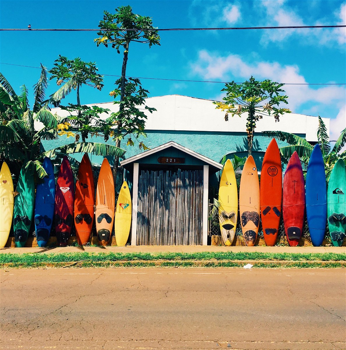 Colourful surf boards in Hawaii