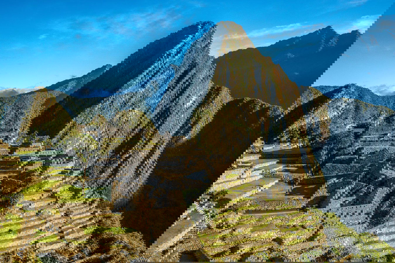 Viewpoint of Machu Picchu mountains in Peru near Inca Trail