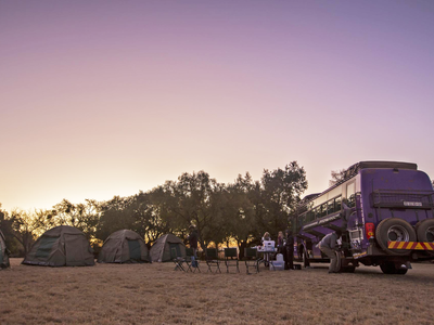 People camping near lando in Africa