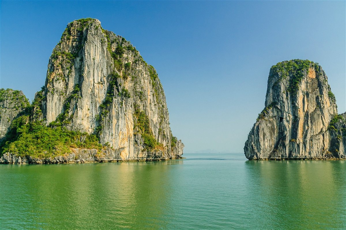 Islands and ocean in Halong Bay, Vietnam