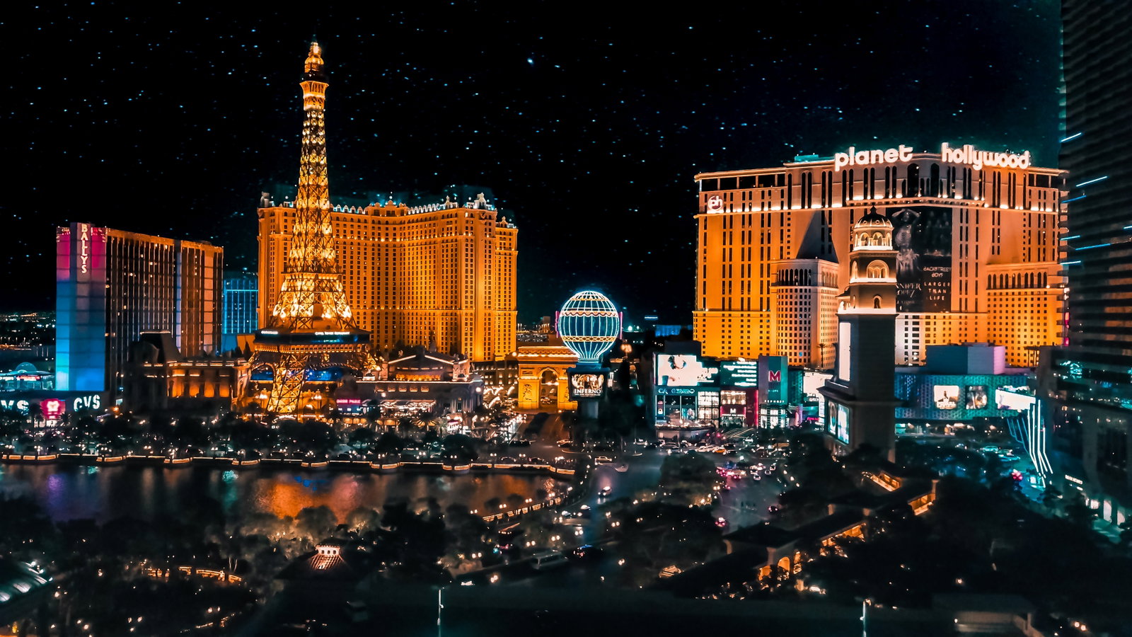 Skyline at night in Las Vegas, USA