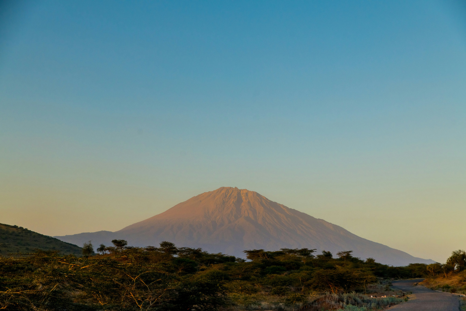 View from Arusha National Park at sunset