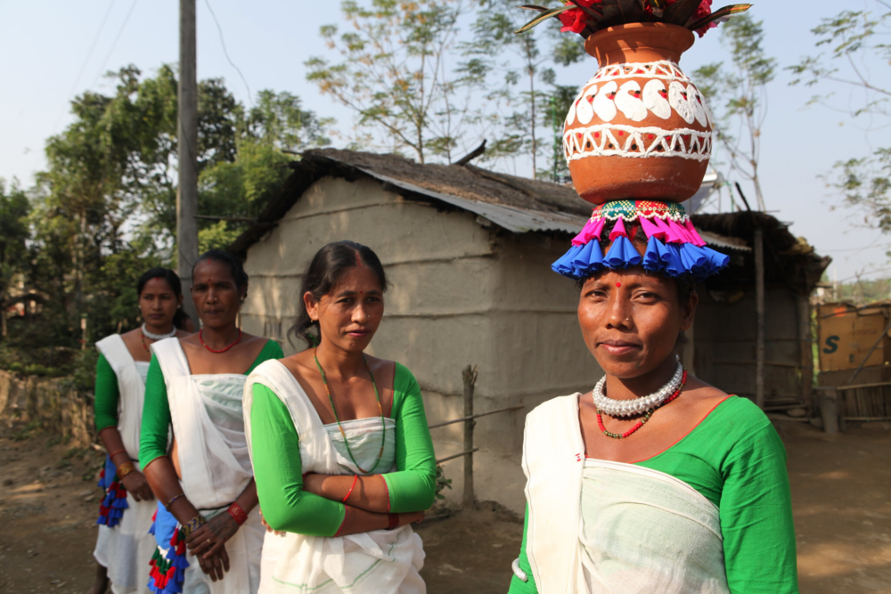 Indigenous Nepalese women in traditional clothing