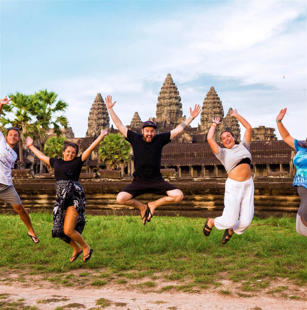 Group travellers at angkor wat in Cambodia