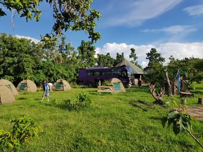 Campsite with vehicle in Africa