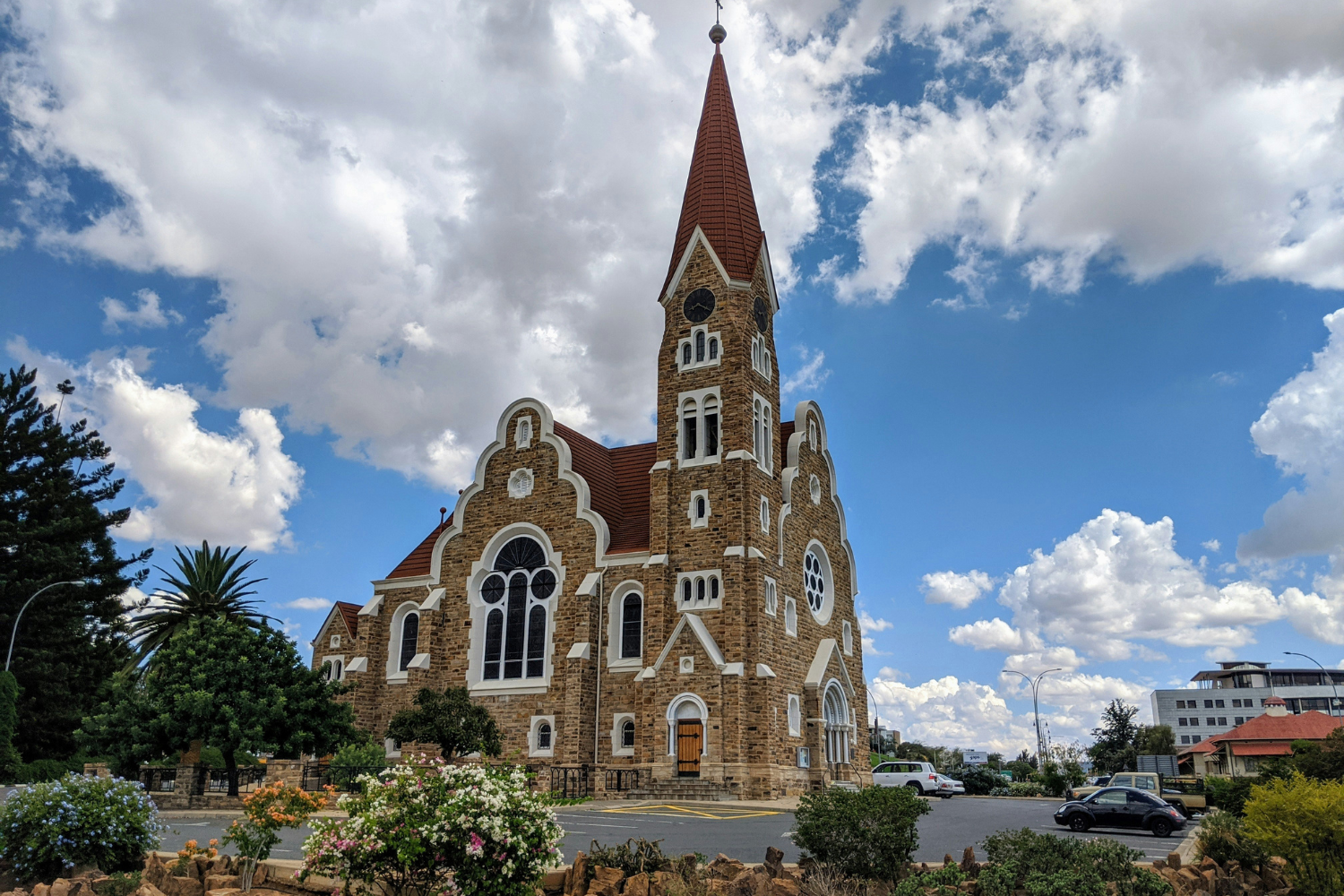 The historic landmark and church, Christuskirchein, in Namibia's capital city, Windhoek