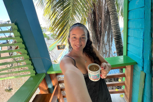 Group traveller with coffee in Belize