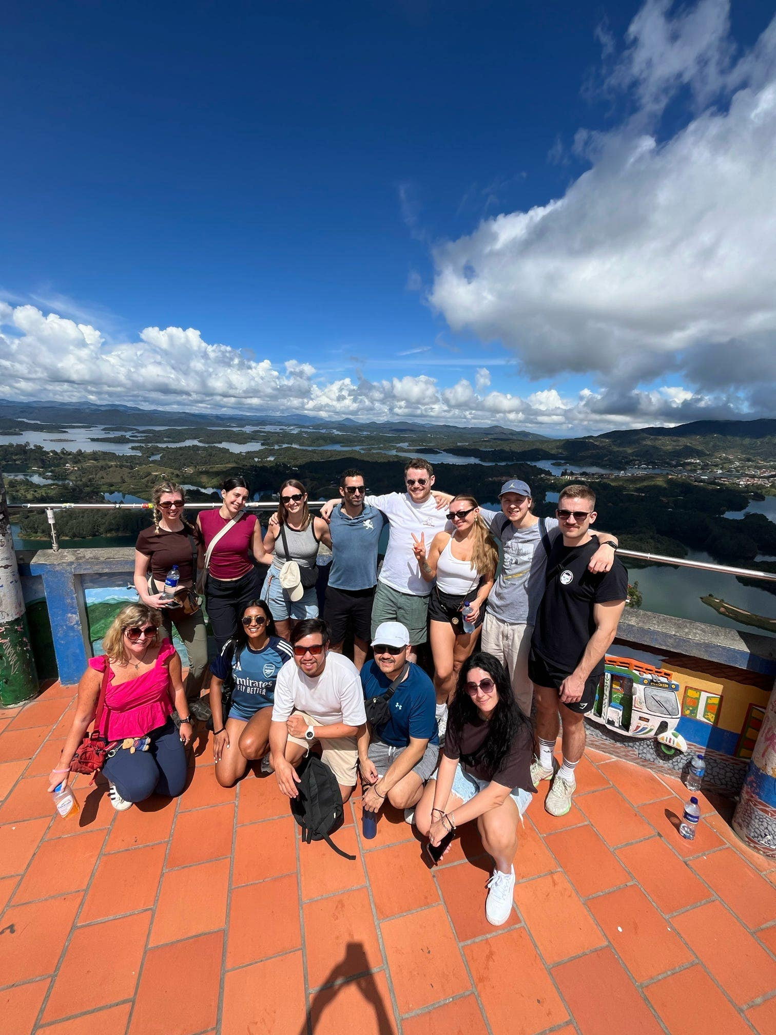 Group travellers in Colombia at viewpoint