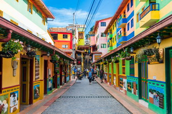 Guatape colourful street in Colombia