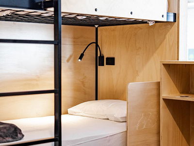Bed in hostel room