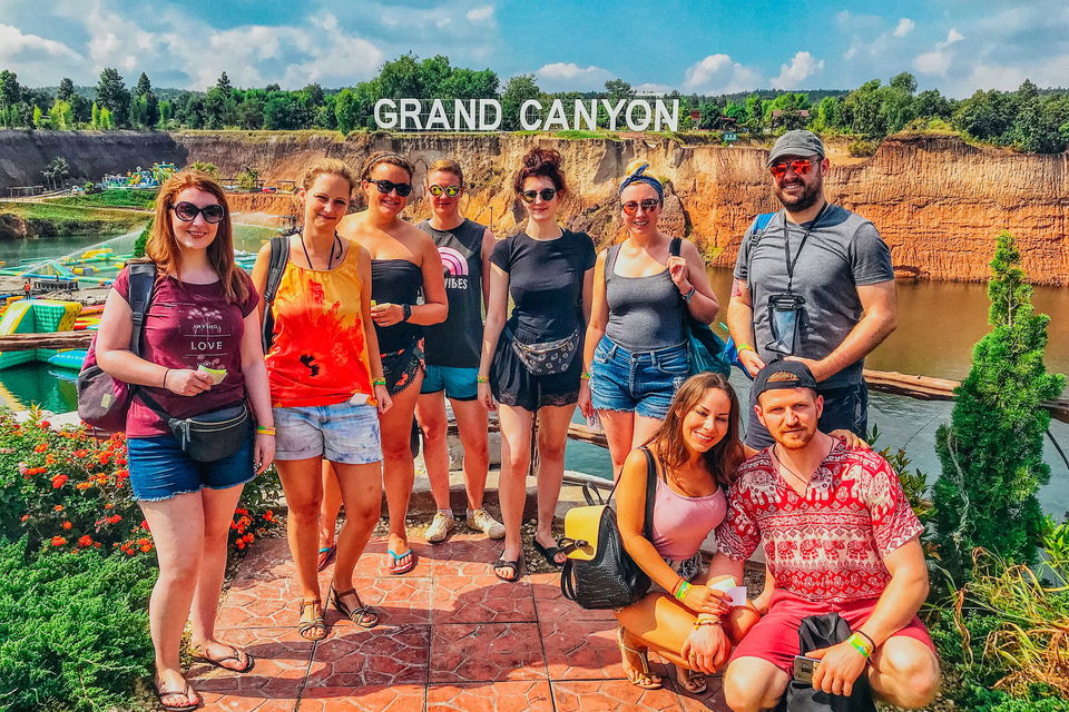 Group of people standing over Grand Canyon waterpark in Thailand