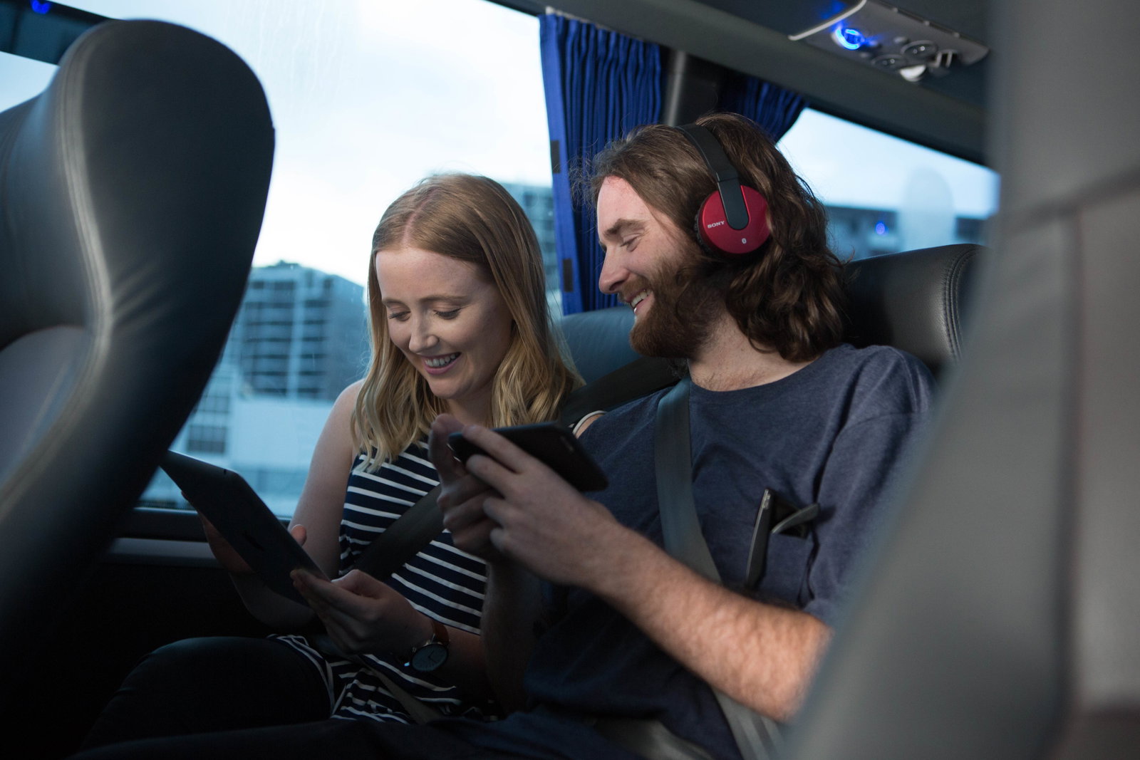 Travellers on coach transport on Australia group tour