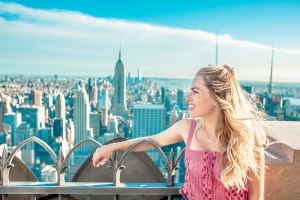 Person overlooking New York City