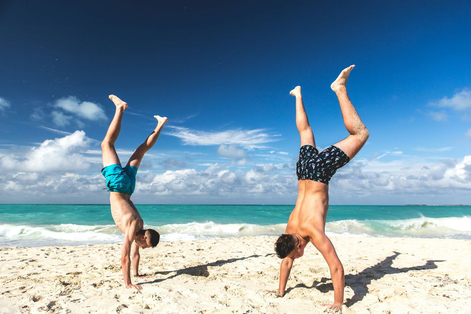 group travellers on the beach in cuba