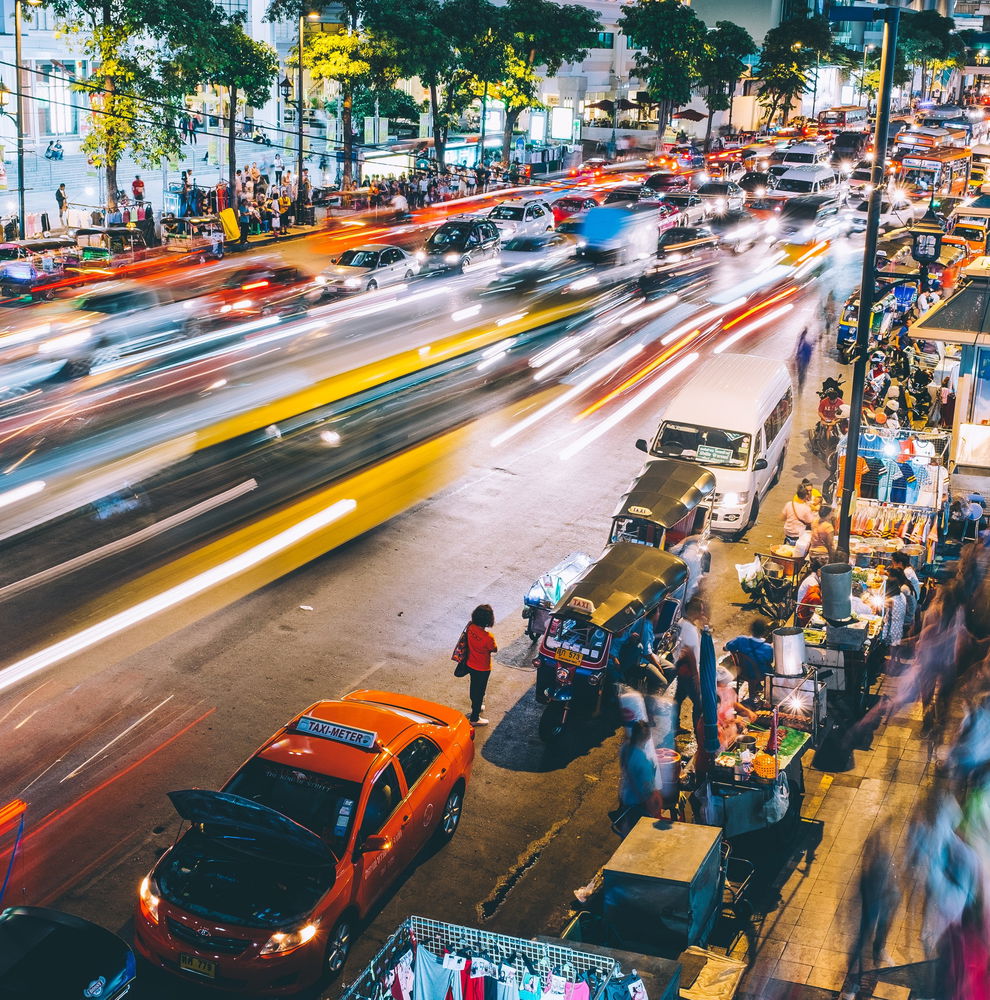 Busy street in Bangkok, Thailand