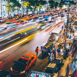 Busy street in Bangkok, Thailand 