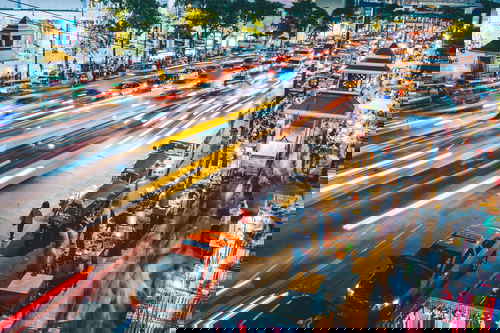 Busy street in Bangkok, Thailand 