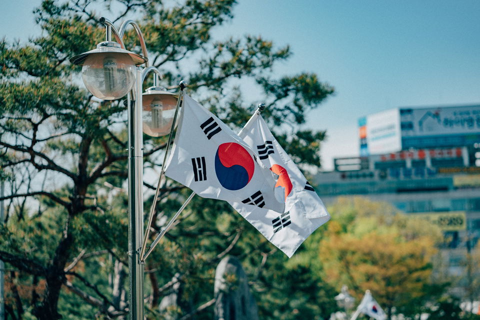 South Korean flag in Seoul city
