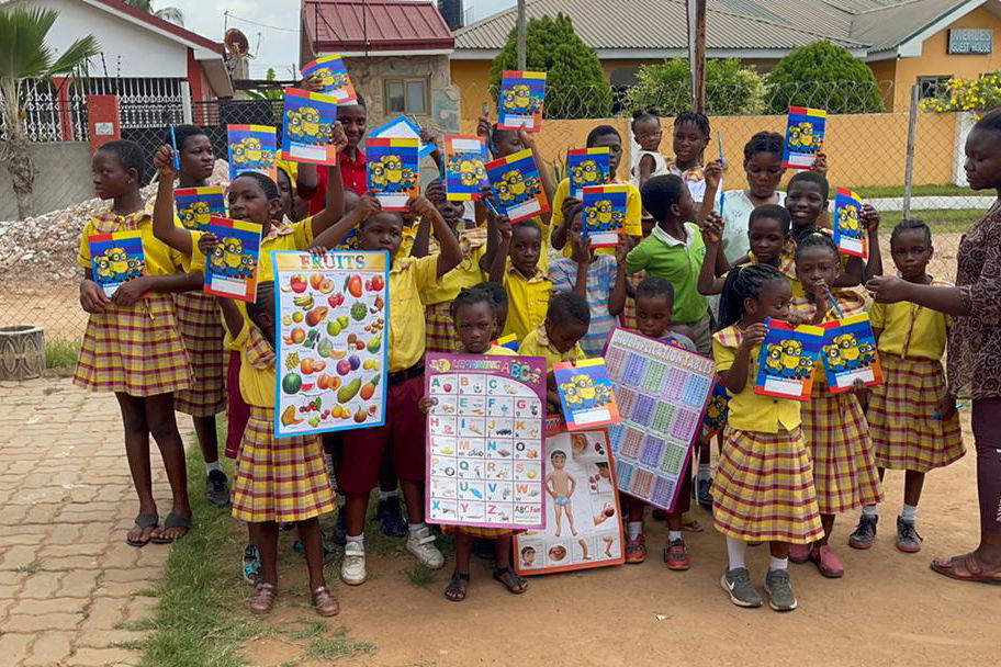 Group of students with teacher in ghana