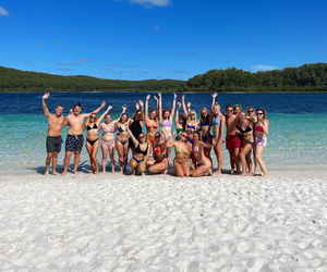 Travellers on beach in Australia