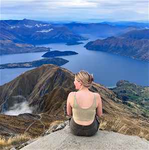 Traveller at view point in New Zealand