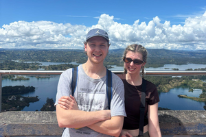 Travellers at  El Peñón de Guatapé in Colombia