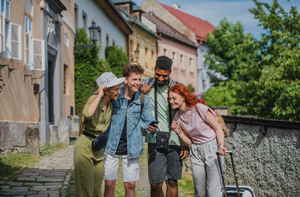Group of friends planning their travels