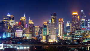 The city skyline of Bangkok at night
