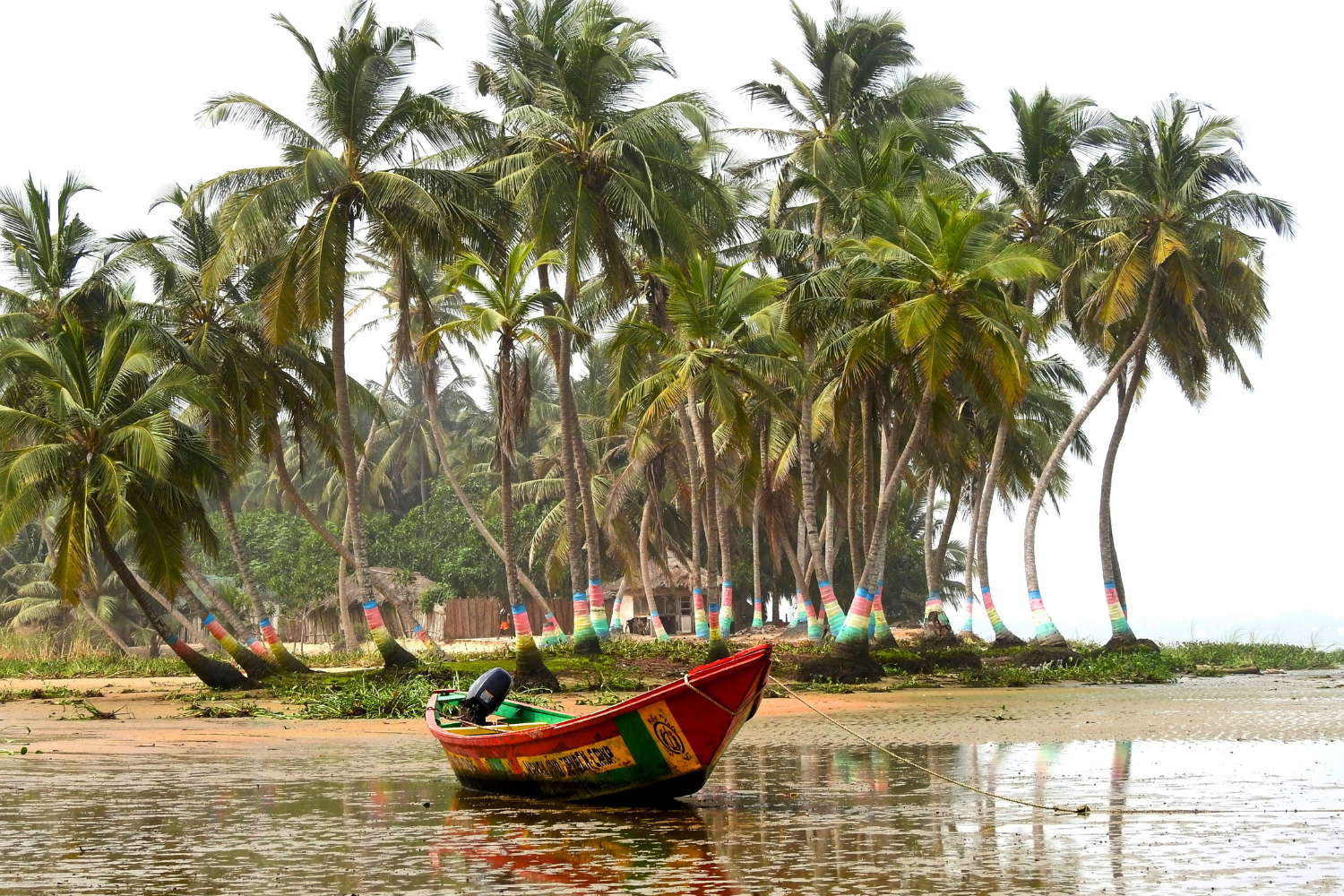 Wooden boat off the coast of Ghana's beaches