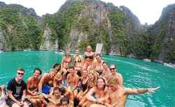Group on boat in Thailand