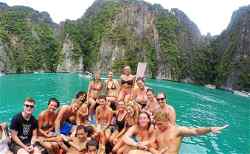 Group on boat in Thailand