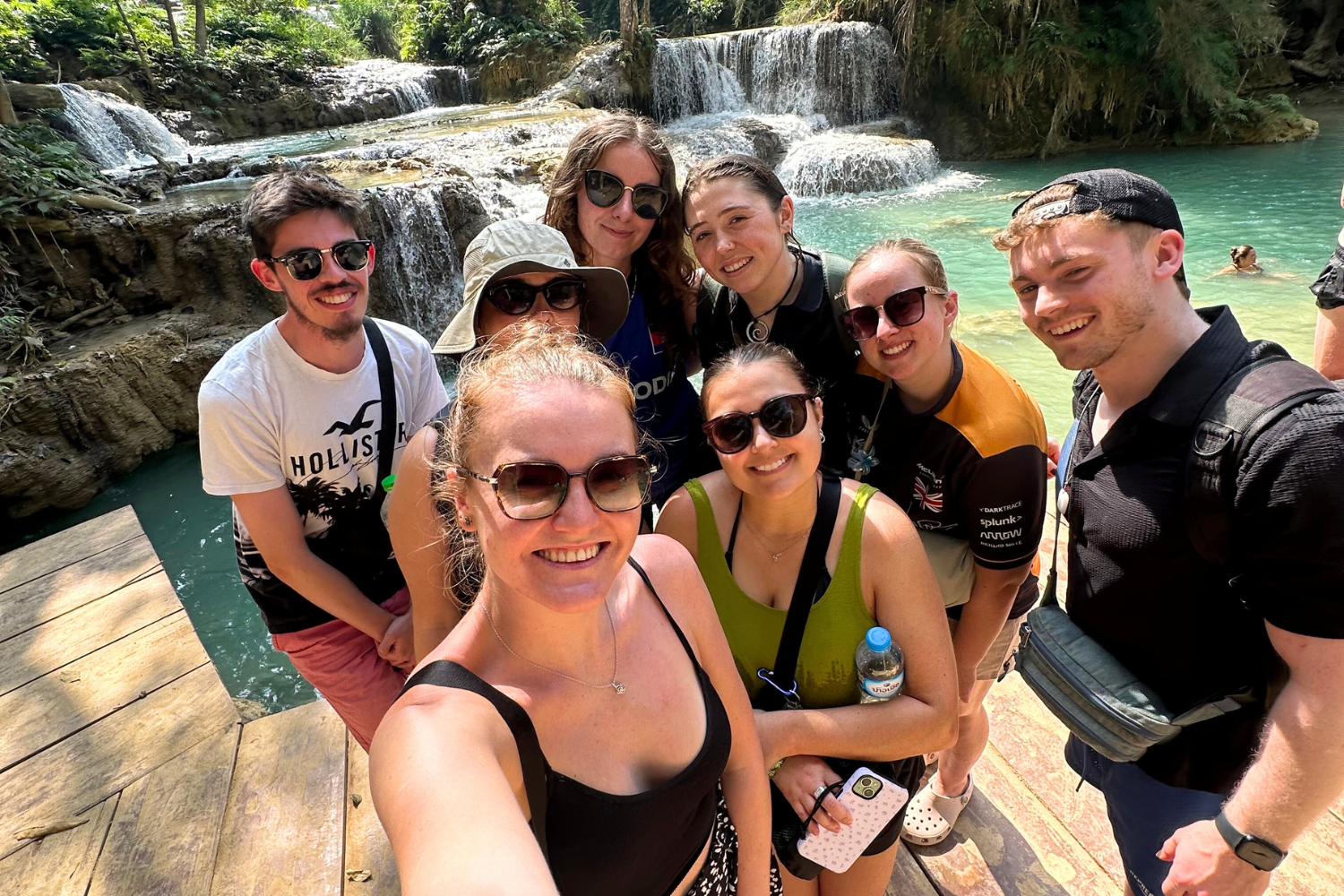 Group of travellers taking a selfie on a Laos trip